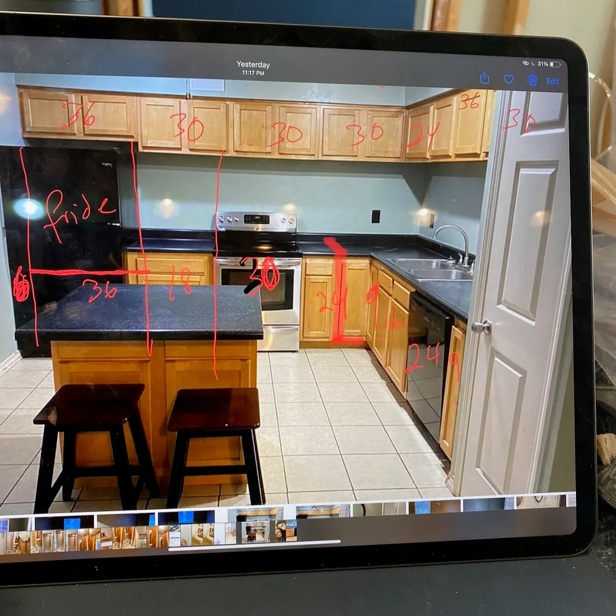kitchen measure for new cabinets